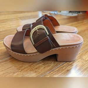 Fitflop Pilar leather platform slides 8